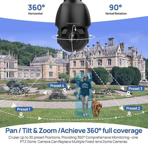 PANOEAGLE 4K 8MP PTZ PoE IP Camera Outdoor with 25X Optical Zoom | Human/Vehicle Detection, Two-Way Talk, 328ft IR Night Vision,SD Slot(512GB), IP66,NDAA Compatible PTZ PoE Camera in Saudi Arabia
