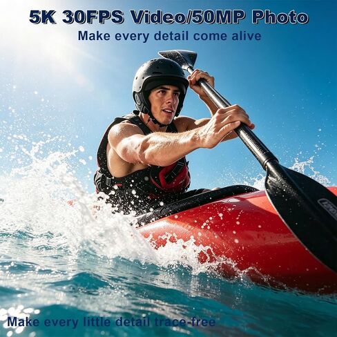 5K WiFi Action Camera with Dual Screens, 150° Wide Angle & EIS | Dual 2.0" & 1.3" Screens, 20MP Photos, 98FT Waterproof Case, 4K/30FPS Stabilization, Ideal for Travel and Sports in Kuwait
