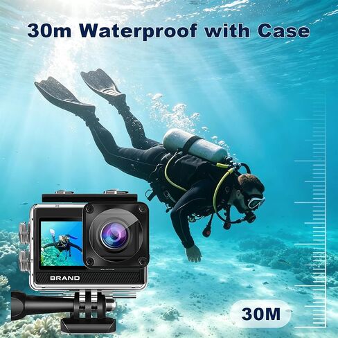 5K WiFi Action Camera with Dual Screens, 150° Wide Angle & EIS | Dual 2.0" & 1.3" Screens, 20MP Photos, 98FT Waterproof Case, 4K/30FPS Stabilization, Ideal for Travel and Sports in Kuwait
