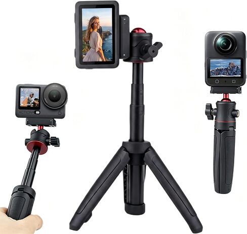 27cm/10.6'' Selfie Stick Tripod for DJI Osmo Action 6 / Nano Accessories, Mini Magnetic Quick Release Tripod Stand w 1/4" Thread, Extendable Pocket Handle Grip Monopod for Vlogging in Kuwait