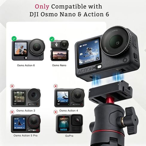 27cm/10.6'' Selfie Stick Tripod for DJI Osmo Action 6 / Nano Accessories, Mini Magnetic Quick Release Tripod Stand w 1/4" Thread, Extendable Pocket Handle Grip Monopod for Vlogging in Kuwait