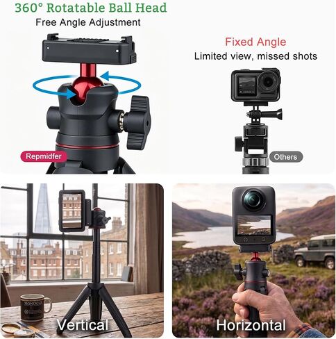 27cm/10.6'' Selfie Stick Tripod for DJI Osmo Action 6 / Nano Accessories, Mini Magnetic Quick Release Tripod Stand w 1/4" Thread, Extendable Pocket Handle Grip Monopod for Vlogging in Kuwait