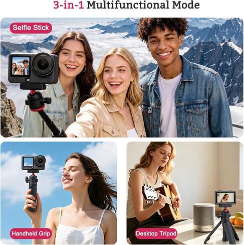 27cm/10.6'' Selfie Stick Tripod for DJI Osmo Action 6 / Nano Accessories, Mini Magnetic Quick Release Tripod Stand w 1/4" Thread, Extendable Pocket Handle Grip Monopod for Vlogging in Kuwait