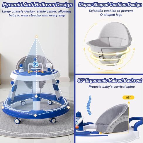 Baby Walker Kids Sit-to-Stand Walker Activity Center with Entertainment Table Multifunctional Educational Push Toy for Boys Girls 6 Months+ in Saudi Arabia