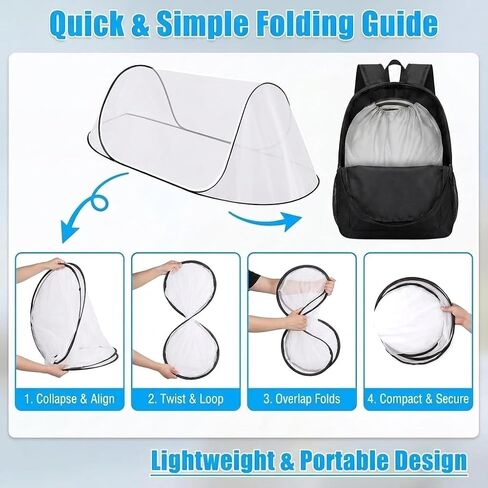Pop Up Mosquito Tent, Extra Large Foldable Bed Net for Travel | 77 x 30 x 23 in bug net with double zipper, lightweight frame and carry bag for camping or patio use in Kuwait