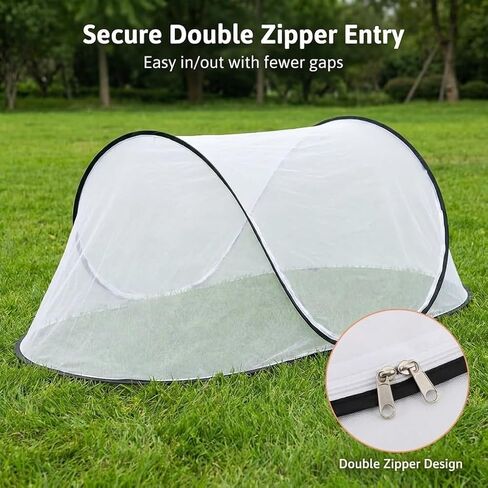 Pop Up Mosquito Tent, Extra Large Foldable Bed Net for Travel | 77 x 30 x 23 in bug net with double zipper, lightweight frame and carry bag for camping or patio use in Kuwait