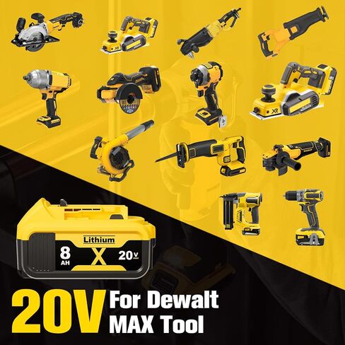 Bonacell 2Pack 8000mAh بديل لبطارية Dewalt 20V Max متوافقة مع بطارية Dewalt 20 Volt XR أدوات لاسلكية DCB206 DCB200 DCB201 DCD/DCF/DCG أداة الطاقة in Kuwait