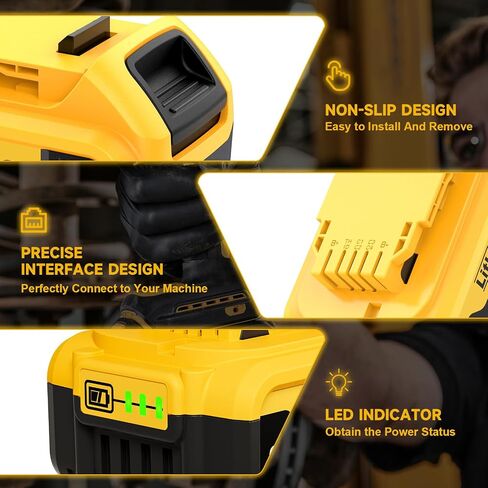 Bonacell 2Pack 8000mAh بديل لبطارية Dewalt 20V Max متوافقة مع بطارية Dewalt 20 Volt XR أدوات لاسلكية DCB206 DCB200 DCB201 DCD/DCF/DCG أداة الطاقة in Kuwait