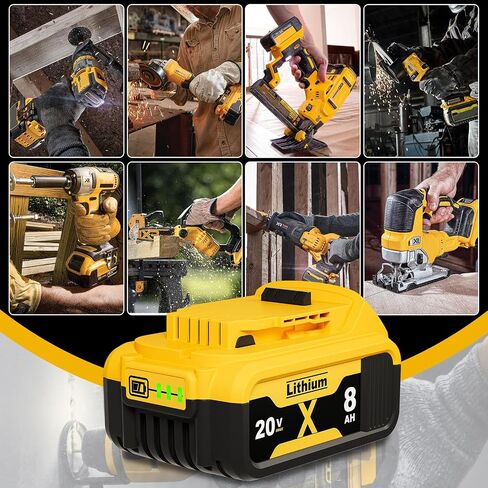 Bonacell 2Pack 8000mAh بديل لبطارية Dewalt 20V Max متوافقة مع بطارية Dewalt 20 Volt XR أدوات لاسلكية DCB206 DCB200 DCB201 DCD/DCF/DCG أداة الطاقة in Kuwait