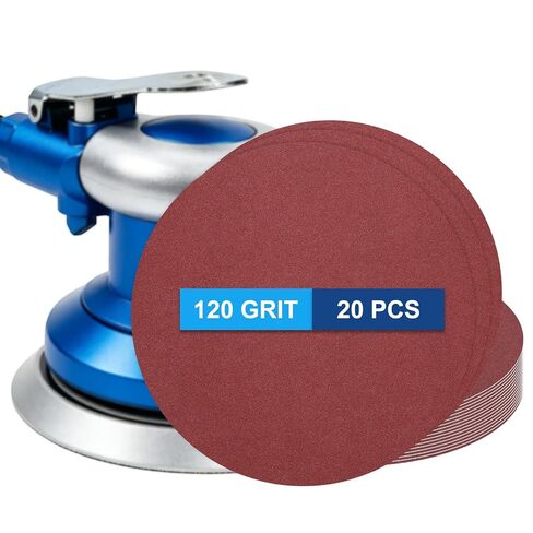 10 Pack 9 Inch PSA Sanding Discs 120 Grit Aluminum Oxide Red | Self Adhesive Sticky-Back Sandpaper for DA Sander and Disc Sander, Good for Wood Car Paint Polish Metal Rust Removal in Kuwait