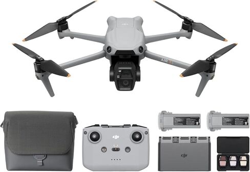 DJI Air 3S Fly More Combo with 2-Year Warranty | 4K HDR Camera Drone with RC-N3 | 45-Min Flight Time, 128GB SD Card, 3 Intelligent Flight Batteries & Professional Accessory Bundle in Kuwait