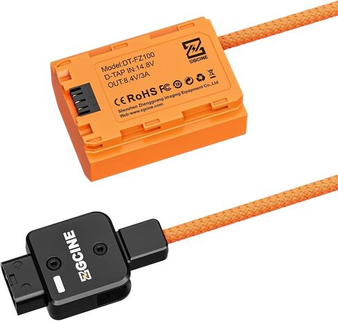 ZGCINE D-Tap to FZ100 Dummy Battery Cable 60CM/1.96FT, Output Voltage: 8V, Braided Wire in Saudi Arabia