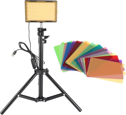 2 Pack LED Video Light Kit with Tripod Stand Dimmable Photography Lighting, 43in Adjustable Studio Light with 18 Color Filters, USB Portable Camera Video for Recording in Saudi Arabia