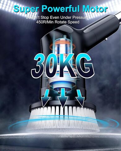Shower Scrubber with Long Handle for Cleaning Bathroom, Electric Spin Scrubber Cleaning Brush with IPX7 Waterproof & 2Speed, 3Brush Heads, Bathroom Cleaning Supplies for Shower Tub Tile Toilet, Black in Saudi Arabia