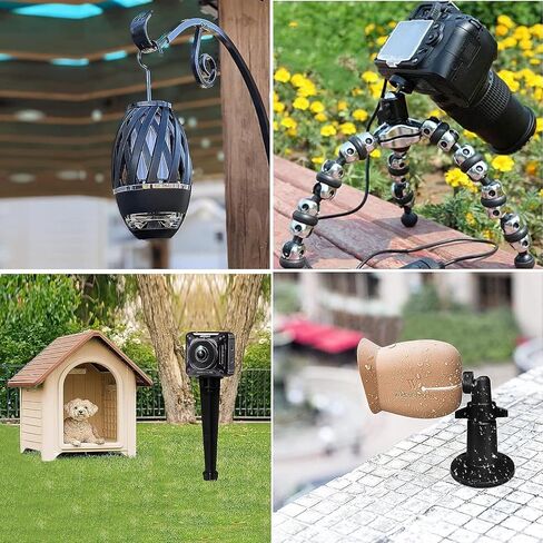 Ground Spikes Stakes w. Extension Poles & Universal Swivel Ball Head 1/4" Screw Wall Mounting Kits for Garden Lighting Trail Camera GoPro/Arlo/DSLR Camera (Black 2 Sets) in Saudi Arabia