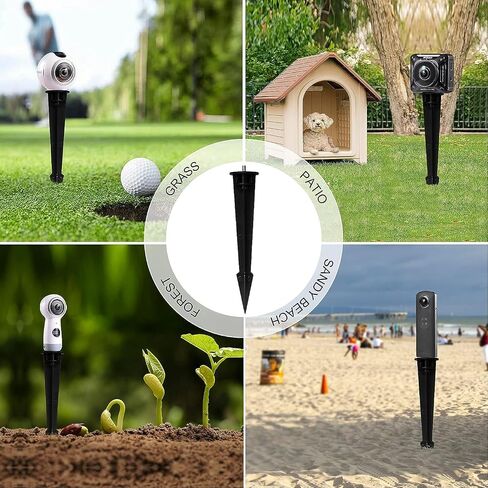 Ground Spikes Stakes w. Extension Poles & Universal Swivel Ball Head 1/4" Screw Wall Mounting Kits for Garden Lighting Trail Camera GoPro/Arlo/DSLR Camera (Black 2 Sets) in Saudi Arabia
