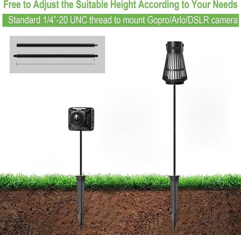 Ground Spikes Stakes w. Extension Poles & Universal Swivel Ball Head 1/4" Screw Wall Mounting Kits for Garden Lighting Trail Camera GoPro/Arlo/DSLR Camera (Black 2 Sets) in Saudi Arabia