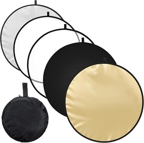 24Inch/60CM 5 in 1 Light Reflector with Bag | Portable Light Diffuser Photography Reflector for Studio Outdoor Photography Translucent, Silver, Gold, White, Black in Saudi Arabia