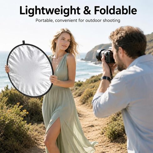 24Inch/60CM 5 in 1 Light Reflector with Bag | Portable Light Diffuser Photography Reflector for Studio Outdoor Photography Translucent, Silver, Gold, White, Black in Saudi Arabia