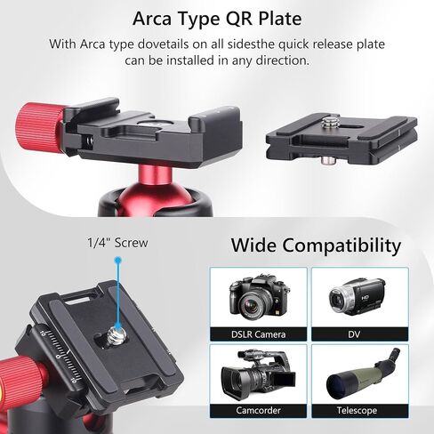 Aluminum Panoramic Ball Head – 360° Precision Panorama Base with Arca-Swiss Quick Release Plate, 5kg/11lbs Load Capacity, Compatible with DSLR, Mirrorless, Smartphone, Action Camera in Kuwait