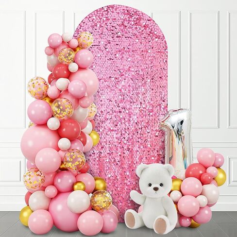 SaitiMade 6 FT Silver Bling Sequin Arch Backdrop Cover | Wedding Arch Stand Cover, Round Top Fitted Chiara Backdrop Cover for Birthday Party Ceremony Baby Shower Banquet Decoration in Saudi Arabia