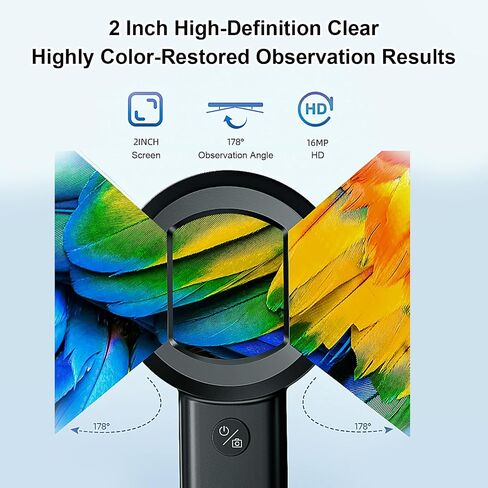 Digital Magnifier, 2 Inch Screen Handheld Digital Microscope with 8 LED Lights for Reading Stamps Inspection, 100X Magnification 16MP Photo Resolution, Portable Pocket USB in Saudi Arabia