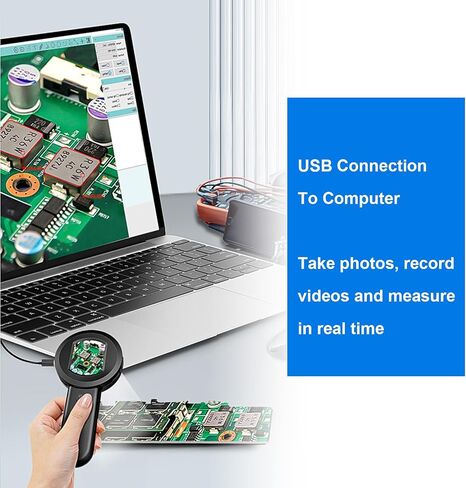 Digital Magnifier, 2 Inch Screen Handheld Digital Microscope with 8 LED Lights for Reading Stamps Inspection, 100X Magnification 16MP Photo Resolution, Portable Pocket USB in Saudi Arabia