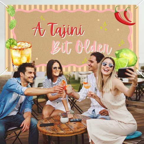 A Tajini Bit Older Backdrop - Lemon Drinking Birthday Decor, Mexican Fiesta Cocktail Birthday Party Decorations 47 * 23 Inch in Saudi Arabia