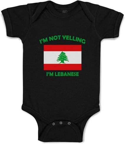 Custom Boy & Girl Baby Bodysuit I'm Not Yelling I Am Lebanese Lebanon Funny Cotton Baby Clothes Black Design Only 12 Months in Saudi Arabia