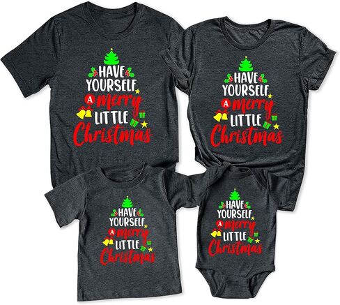 TEEAMORE Merry Christmas Graphic Print Xmas T-Shirt Dark Grey in Saudi Arabia