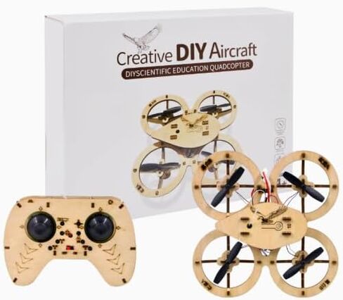 TREBIN DIY Wooden Drone Model Kit, DIY Wooden RC DroneKit, WoodenBuilding Blocks Flying Toys Assembled Kit,Remote Control Aircraft Training RC DroneQuadcopter, Beginner-Friendly STEM Project Mini Drone in Kuwait