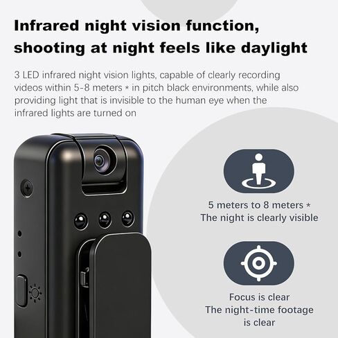 Mini Body Camera with Audio and Video Recording, Small Tiny Wearable Personal Portable Thumb POV Action Recorder DV Camcorder Night Version grabar Chest Security Guard Work Records Travel F1 in Kuwait