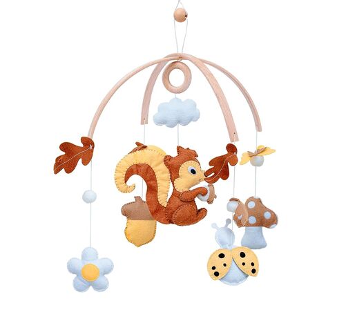 Dinosaur Crib Mobile – High-Contrast Black & White Nursery Decor for Newborn Baby Room, Handmade for Boy & Girl, Natural Wood & Fabric, Plastic-Free, Ready-to-Gift in Saudi Arabia