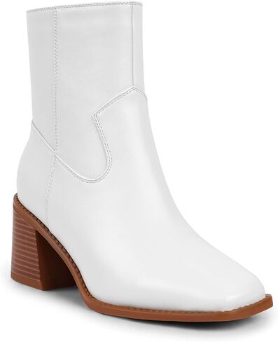 Heeled Ankle Boots for Women, Square Toe Comfortable Booties with Side Zipper, Women's Chunky Block Heel Booties Fall Ankle Boots for Dressy Lady in Saudi Arabia
