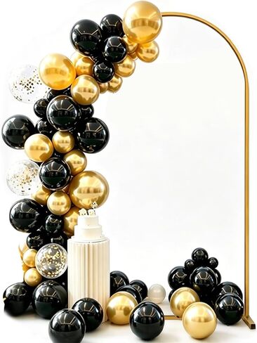 Hemmotop Arch Backdrop Stand Gold 7.2 FT | Metal, Ground Stakes for Stable Base, for Flowers, Balloons, Garden Decor, Ideal for Weddding, Baby Shower, Birthday Party in Kuwait
