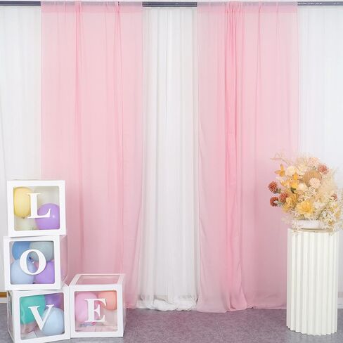 DUOBAO Hot Pink Chiffon Backdrop Curtains - 2 Panels 29"x96" - Wedding Sheer Backdrops for Elegant Living Room Voile Window Drapes Photography Wedding Ceremony Decor in Saudi Arabia