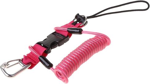 Underwater Diving Coil Camera Light Torch Lanyard Clip Buckle Strap Pink in Kuwait