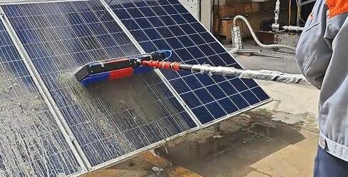 Solar Panel Cleaning Brush, 400rpm Hight-speet Brush,24FT Water Fed Pole, Adjustable Carbon Fiber Pole, AC Power Supply,PE bristles in Kuwait