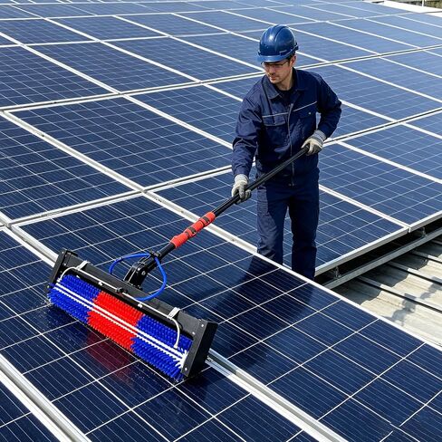 Solar Panel Cleaning Brush, 400rpm Hight-speet Brush,24FT Water Fed Pole, Adjustable Carbon Fiber Pole, AC Power Supply,PE bristles in Kuwait