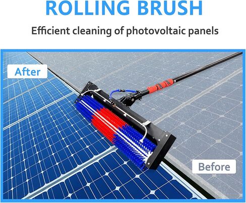 Solar Panel Cleaning Brush, 400rpm Hight-speet Brush,24FT Water Fed Pole, Adjustable Carbon Fiber Pole, AC Power Supply,PE bristles in Kuwait