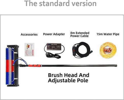 Solar Panel Cleaning Brush, 400rpm Hight-speet Brush,24FT Water Fed Pole, Adjustable Carbon Fiber Pole, AC Power Supply,PE bristles in Kuwait