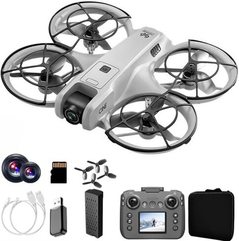 Display Screen RC Drone Quadcopter with Dual 180° Adjustable Cameras, 360° Full Propeller Protection & Detachable Propeller Guard, Equipped with Brushless Motor and Optical Flow Positioning System; Supports One Key Takeoff & Landing, Headless Mode, Emerge in Saudi Arabia