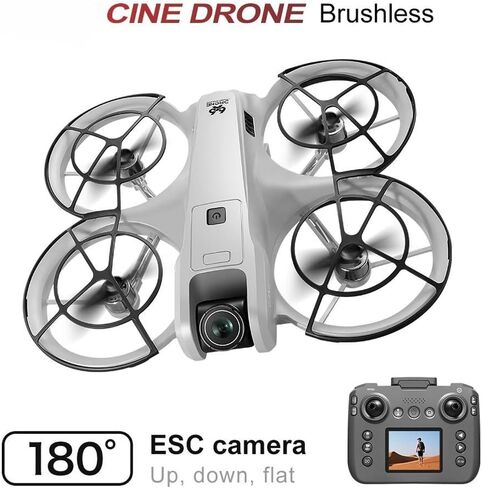 Display Screen RC Drone Quadcopter with Dual 180° Adjustable Cameras, 360° Full Propeller Protection & Detachable Propeller Guard, Equipped with Brushless Motor and Optical Flow Positioning System; Supports One Key Takeoff & Landing, Headless Mode, Emerge in Saudi Arabia