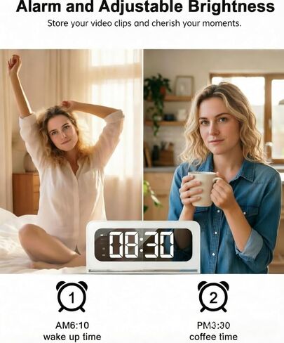 2K Alarm Clock Camera, 5G & 2.4G WiFi Indoor Nanny Cam for Home Security, Full Color Night Vision, AI Human Motion Detection, Local SD Storage in Saudi Arabia