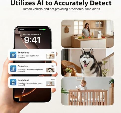 2K Alarm Clock Camera, 5G & 2.4G WiFi Indoor Nanny Cam for Home Security, Full Color Night Vision, AI Human Motion Detection, Local SD Storage in Saudi Arabia