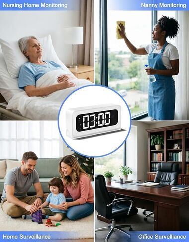 2K Alarm Clock Camera, 5G & 2.4G WiFi Indoor Nanny Cam for Home Security, Full Color Night Vision, AI Human Motion Detection, Local SD Storage in Saudi Arabia
