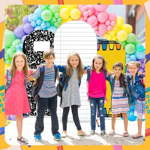 3Pcs 4/5/6Ft Back to School Arch Backdrop Cover Set | Notebook Paper Design First Day of School Decor, Classroom Student Portrait Photoshoot Welcome Back to School Party in Saudi Arabia