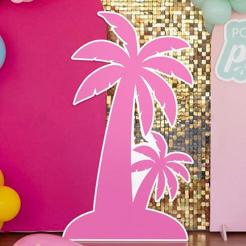 Novabright 51" Hawaiian Party Decorations Hot Pink Surfboard Backdrop Cardboard Cutouts Decor Summer Pink Pool Party Surfboard Photo Backdrop for Tropical Hawaiian Bachelorette Wedding Bridal Shower in Kuwait