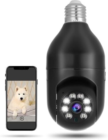 Light Bulb Camera for Home Security 1080P Wireless WiFi Security Cameras 2.4Hz Pan Tilt E27 Light Bulb Camera WiFi Outdoor with 2-Way Audio/Motion Detection/Siren Alarm/Night Vision in Saudi Arabia