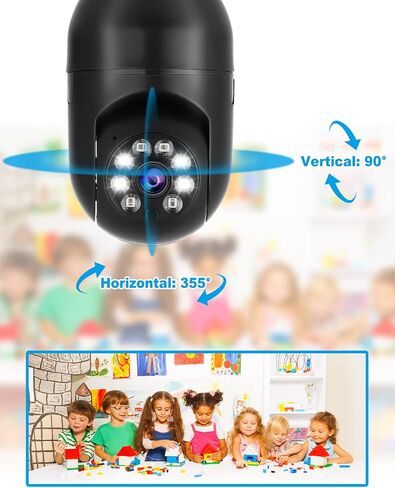 Light Bulb Camera for Home Security 1080P Wireless WiFi Security Cameras 2.4Hz Pan Tilt E27 Light Bulb Camera WiFi Outdoor with 2-Way Audio/Motion Detection/Siren Alarm/Night Vision in Saudi Arabia
